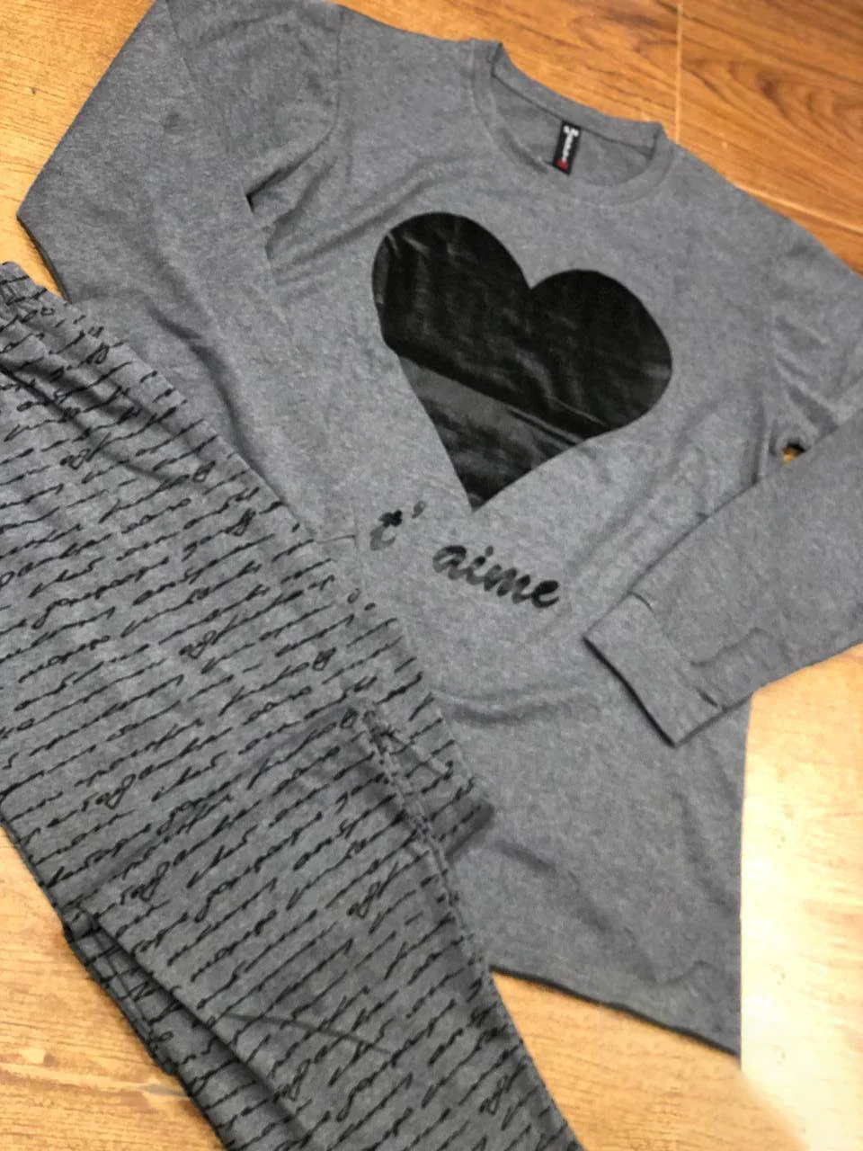 BLACK GRAY HEART nightwear for women