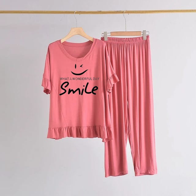Peach Pink ( What a Wonderful day)  Printed FROCK Half sleeve ( Top & Palazzo )